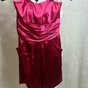 David's Bridal Strapless Magenta Dress